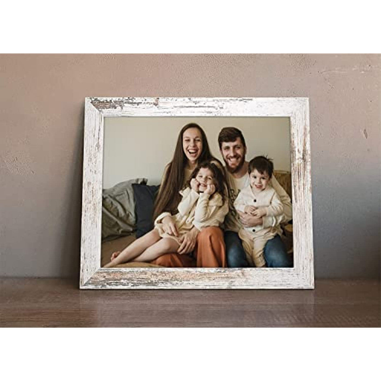 Frametory, 11x14 Photo Frame - White Grain Color, Wide Moulding Design - Sawtooth Hanger, Back Turn Buttons - Wall Display - For Pictures, Events, Decoration (10 Pack)
