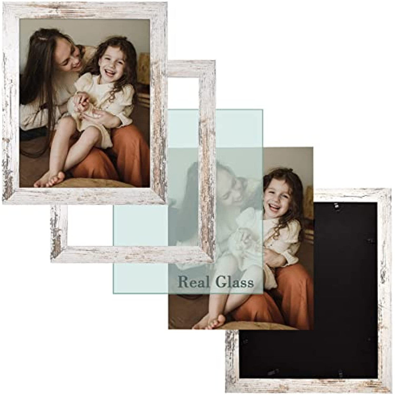Frametory, 11x14 Photo Frame - White Grain Color, Wide Moulding Design - Sawtooth Hanger, Back Turn Buttons - Wall Display - For Pictures, Events, Decoration (10 Pack)