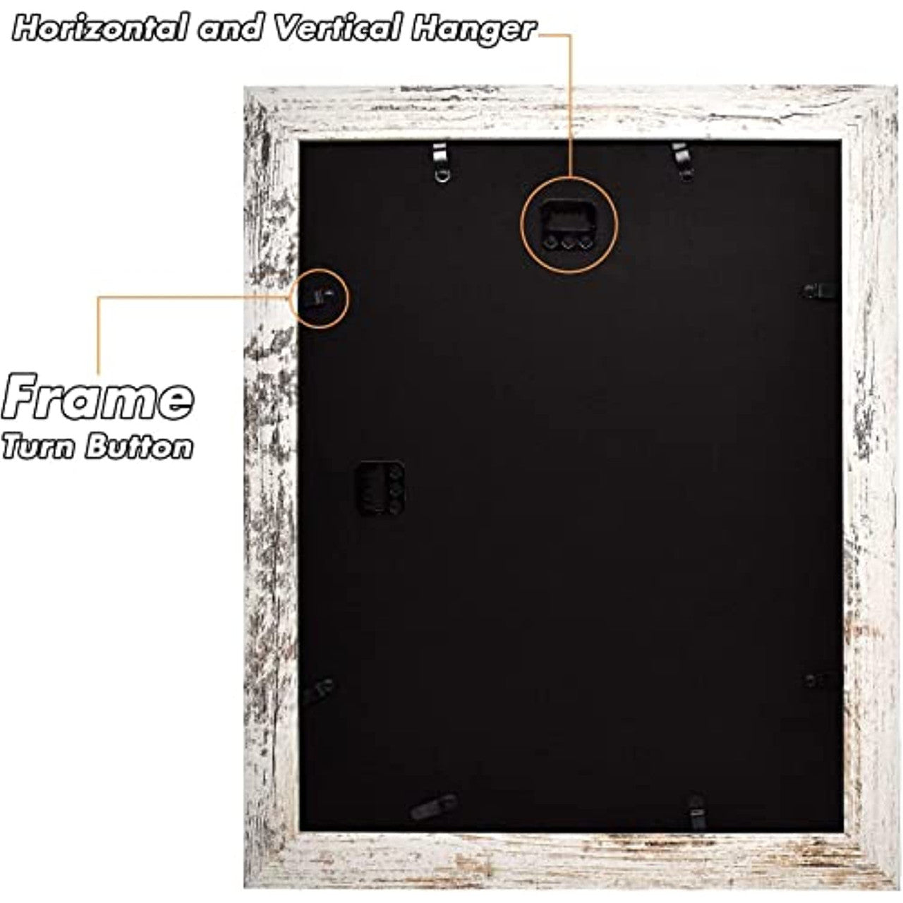 Frametory, 11x14 Photo Frame - White Grain Color, Wide Moulding Design - Sawtooth Hanger, Back Turn Buttons - Wall Display - For Pictures, Events, Decoration (10 Pack)