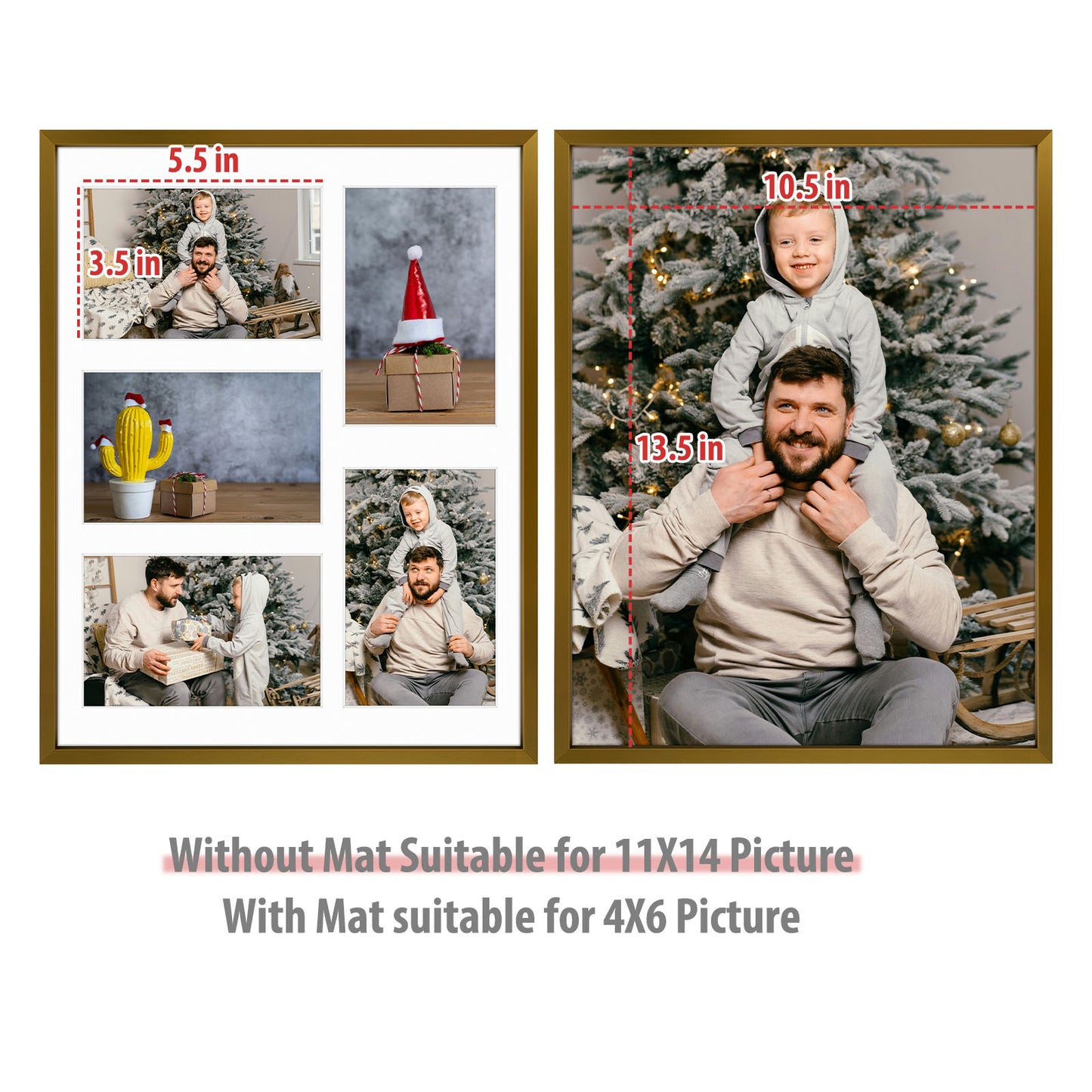 Clearance 11x14 Aluminum Collage Photo Frame for Five 4x6 Photos Rose Gold (6 Pack)