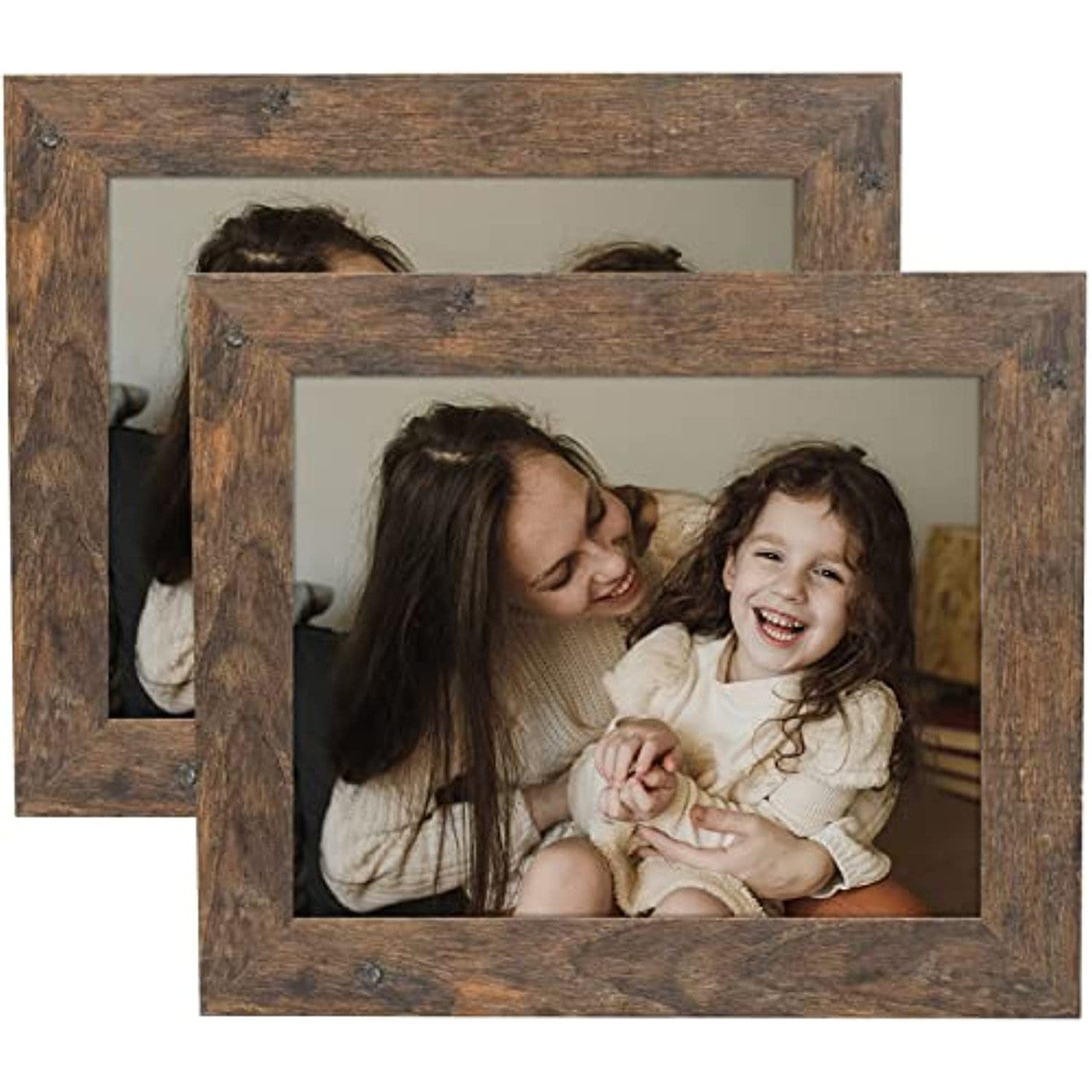 Frametory, 8x10 Photo Frame - Wood Grain Color, Wide Moulding Design - Wall Hanger, Back Turn Buttons, Easel Stand - Wall Display or Tabletop Display (16 Pack)