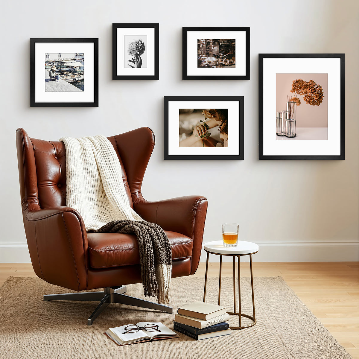 16x20 Black MDF Picture Frame for 11x14 Photo with White Mat