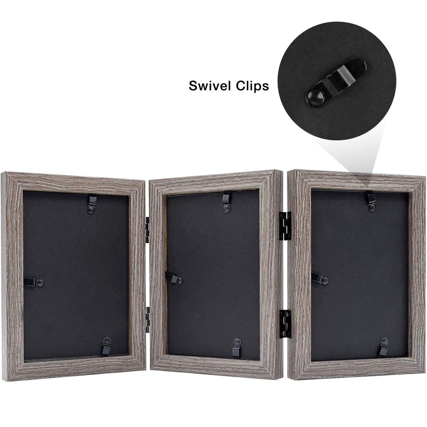 Clearance Hinged Photo Frames Displays Three 4x6 Photos (8 Pack)