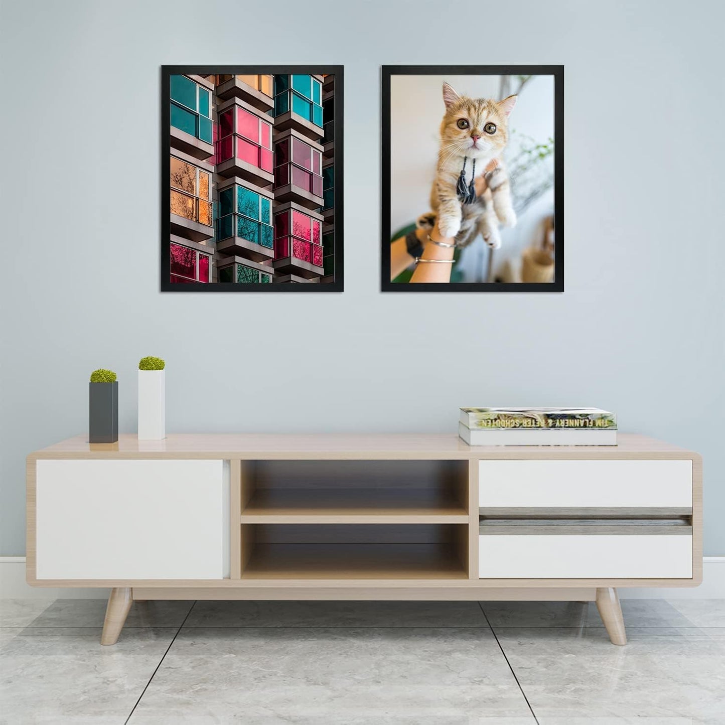 16x20 Black MDF Picture Frame for 11x14 Photo with White Mat (6 Pack)