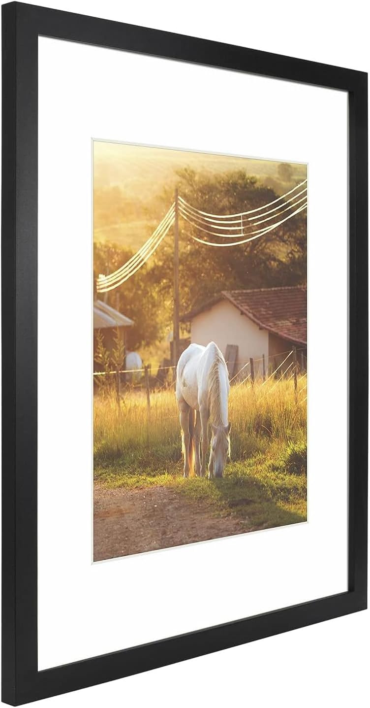16x20 Black MDF Picture Frame for 11x14 Photo with White Mat (6 Pack)