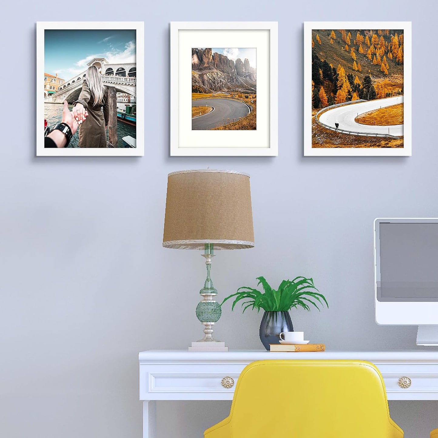 Clearance, 11x14 White MDF Picture Frame for 8x10 Photo with Ivory Mat (8 Pack)