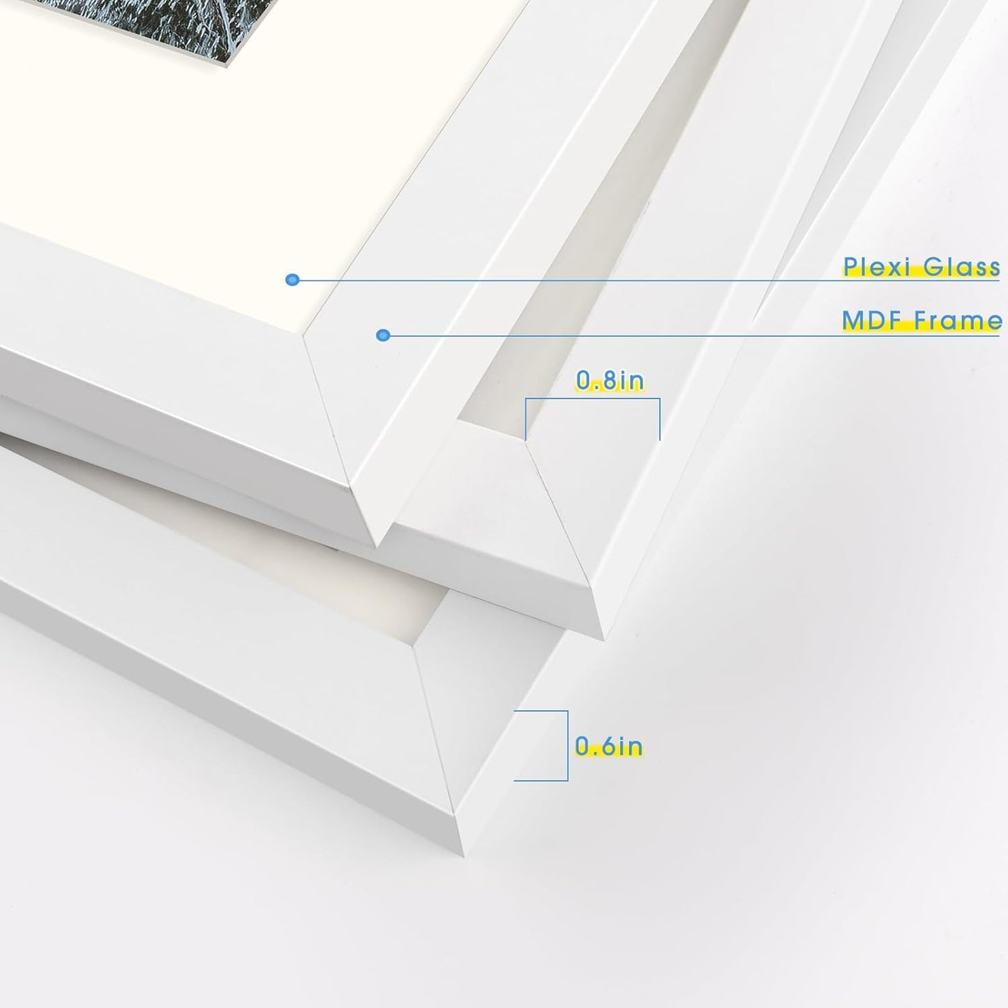 Frametory, Clearance 12x16 White Picture Frame for 8.5x11 Photo with Ivory Mat  (8 Pack)