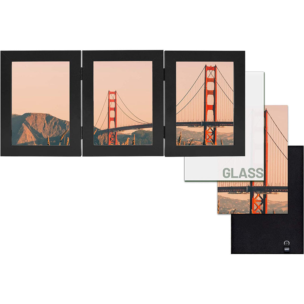 Frametory,Three Picture Frame 5x7 Triple Frame (8 Pack)