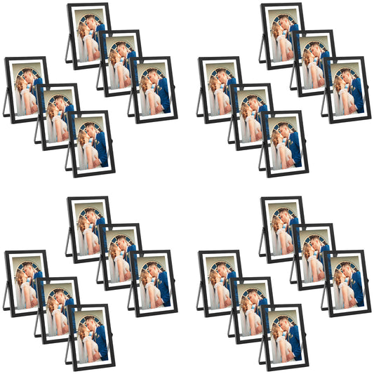 Frametory, 4x6 Floating Frame Displays Any Size Picture up to 4 by 6 Black (24 Pack)