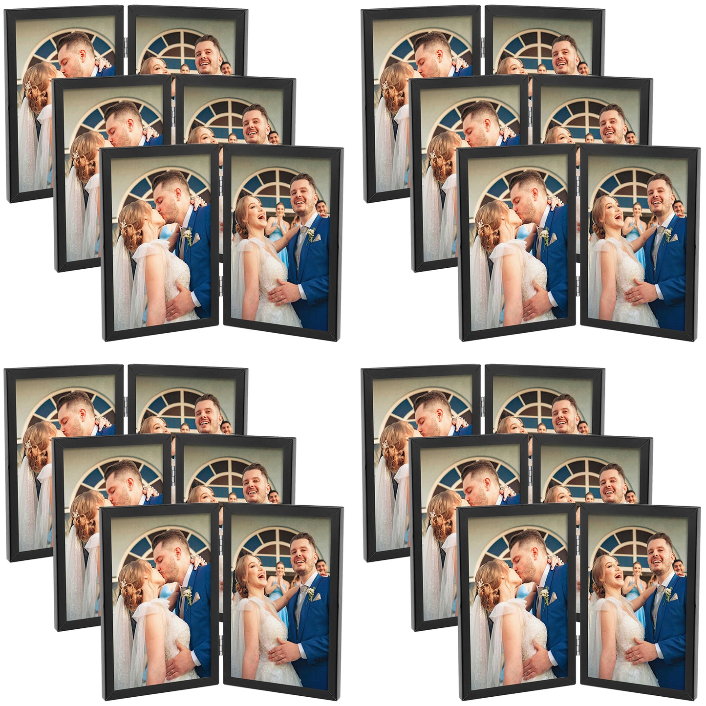 Clearance, 4x6 Floating Frame, Double Hinged Metal Frame Displays Any Size Picture up to 4 by 6 (12 Pack)