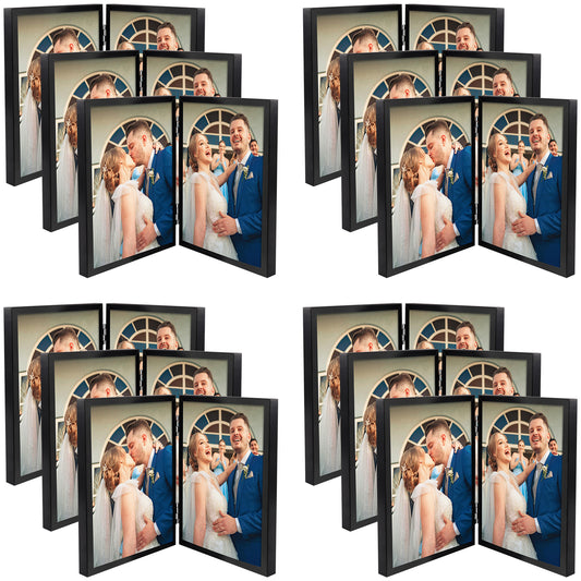 Clearance, 5x7 Floating Frame, Double Hinged Metal Frame Displays Any Size Picture up to 5 by 7 (12 Pack)