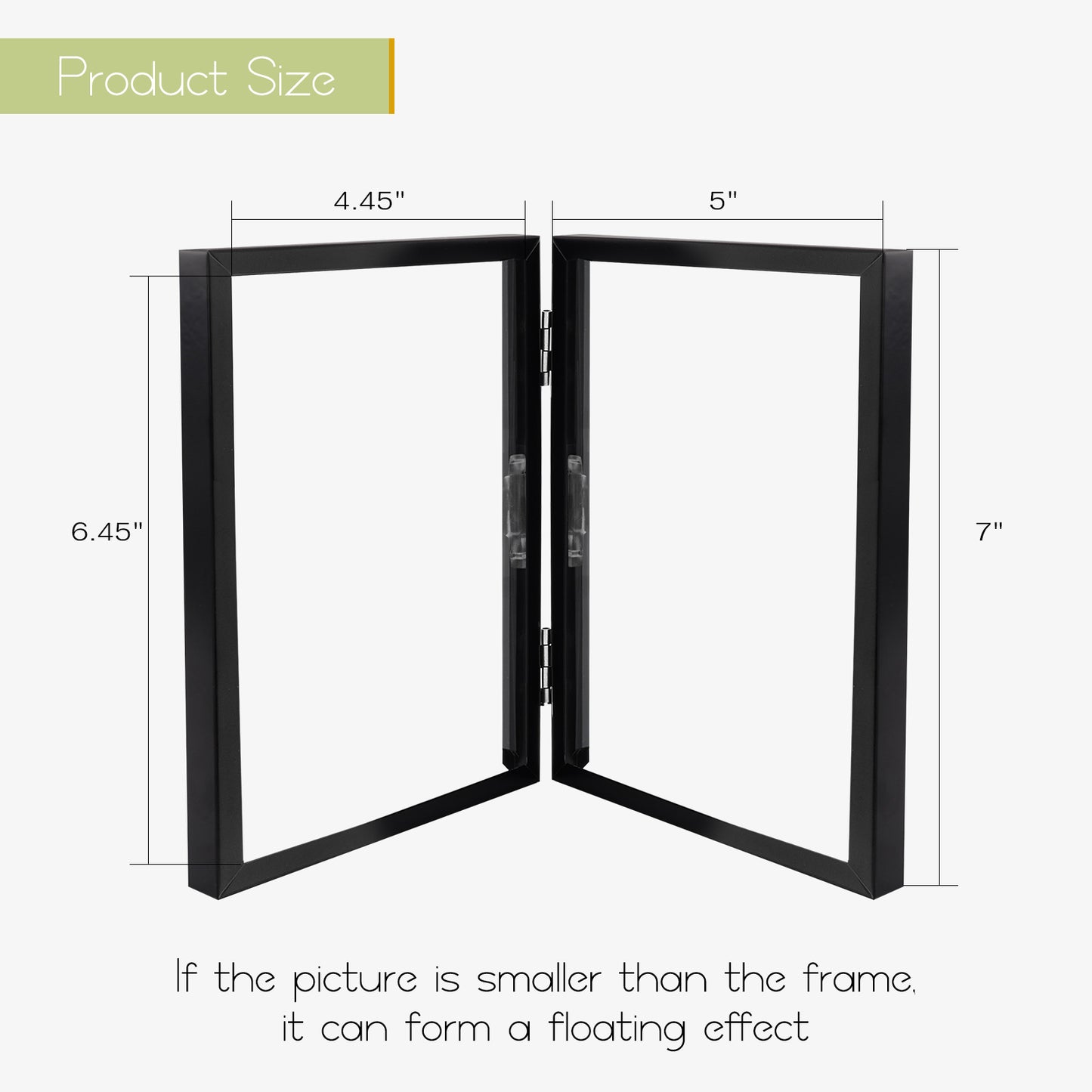Clearance, 5x7 Floating Frame, Double Hinged Metal Frame Displays Any Size Picture up to 5 by 7 (12 Pack)