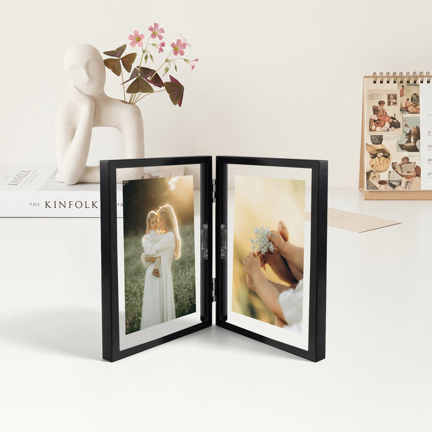 Clearance, 5x7 Floating Frame, Double Hinged Metal Frame Displays Any Size Picture up to 5 by 7 (12 Pack)
