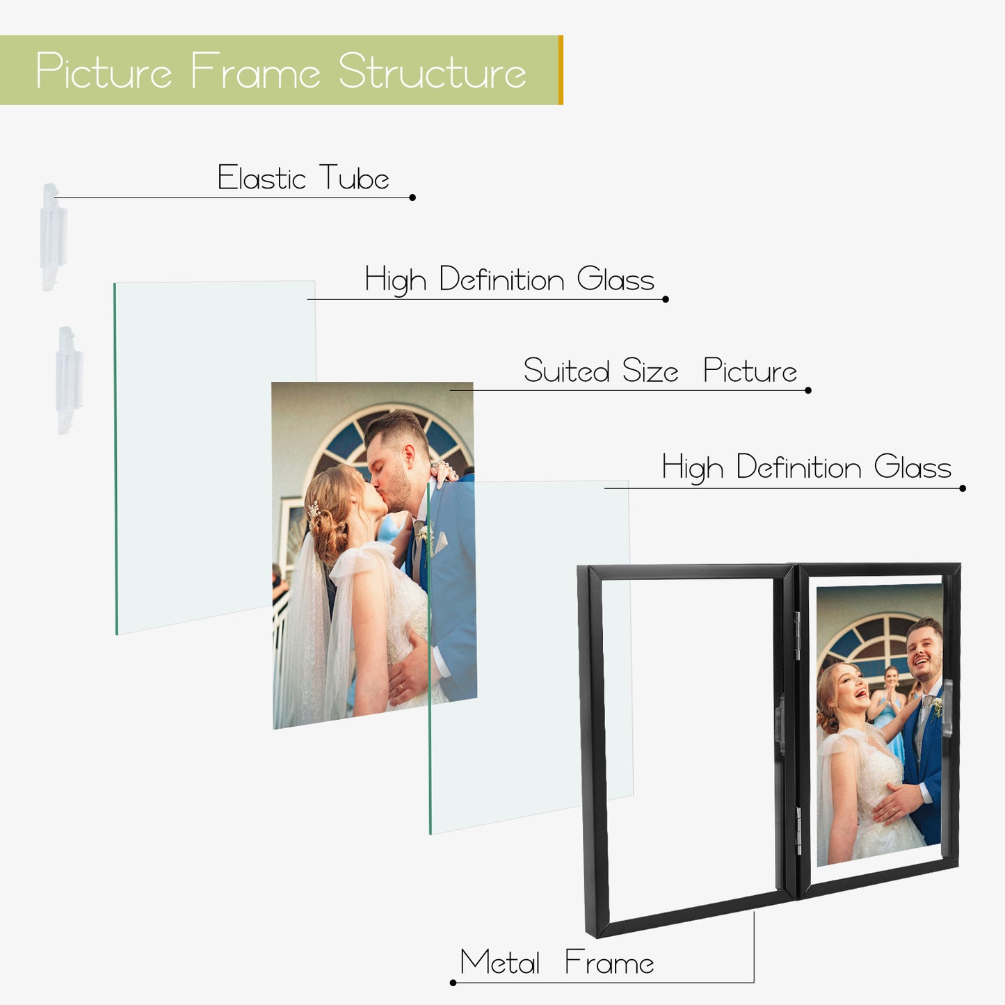 Clearance, 5x7 Floating Frame, Double Hinged Metal Frame Displays Any Size Picture up to 5 by 7 (12 Pack)