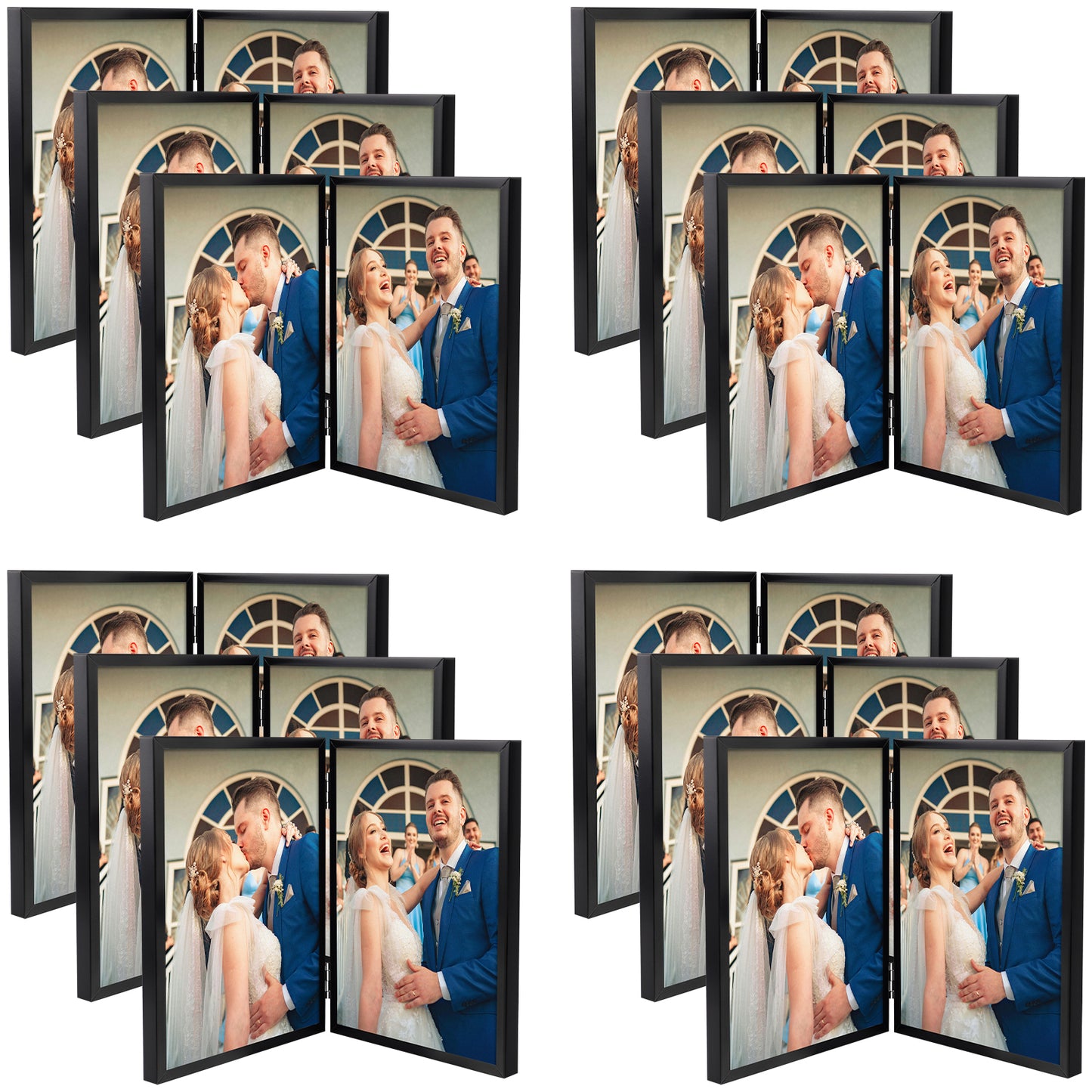 Frametory, 6x8 Floating Frame, Double Hinged Metal Frame Displays Any Size Picture up to 6 by 8 (12 Pack)