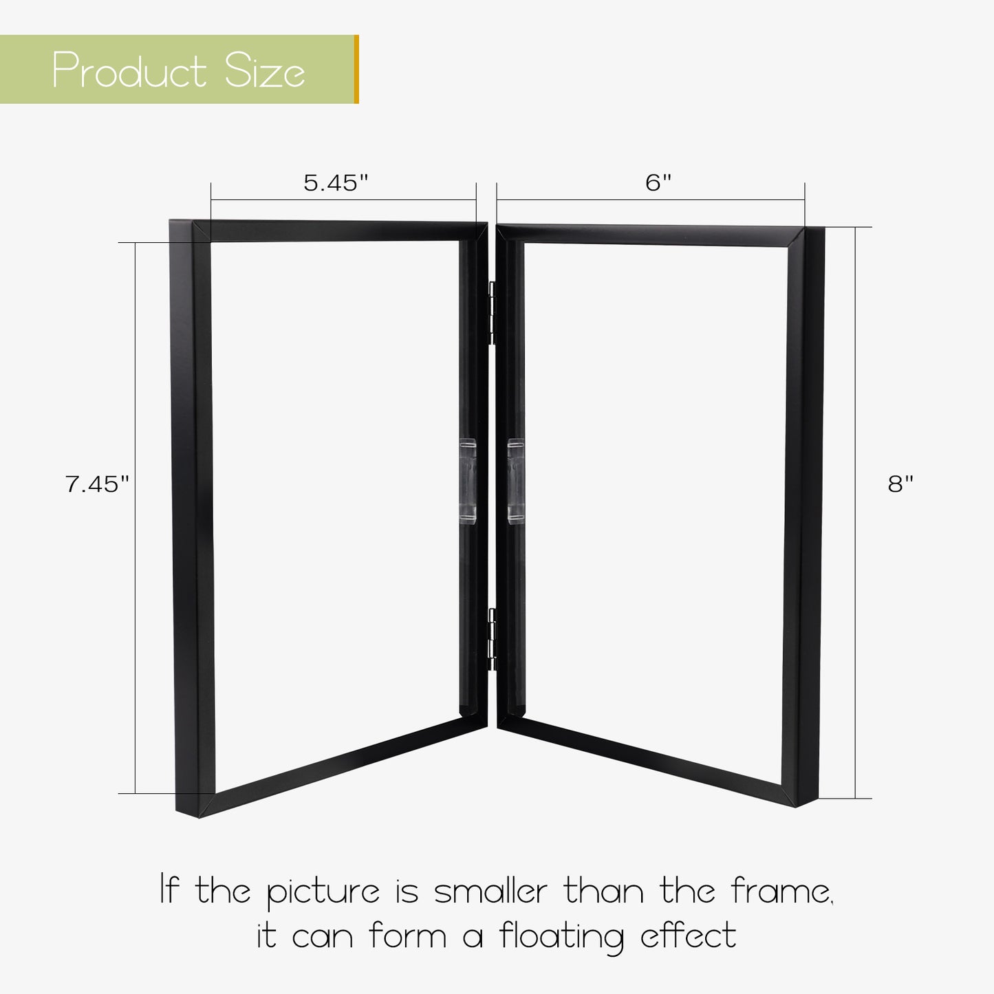 Frametory, 6x8 Floating Frame, Double Hinged Metal Frame Displays Any Size Picture up to 6 by 8 (12 Pack)
