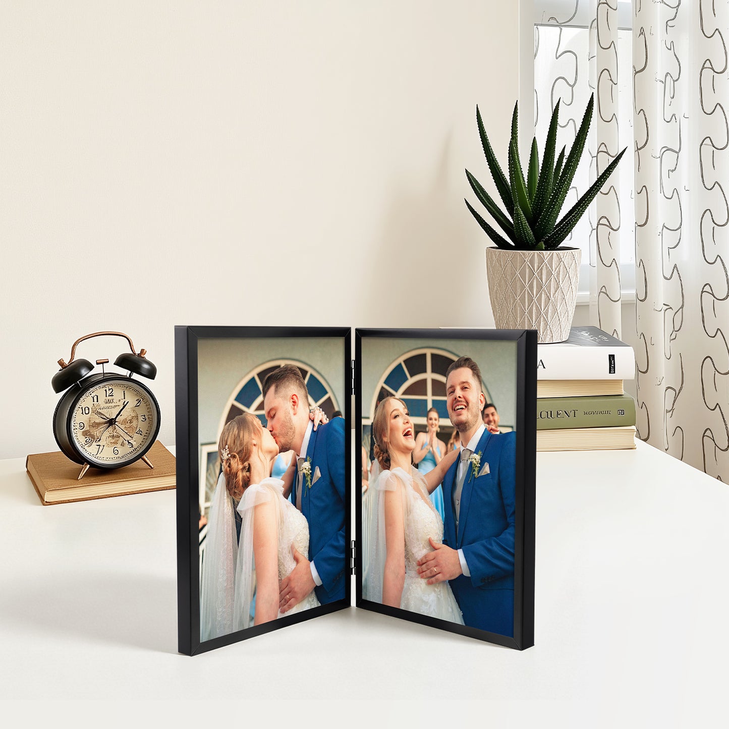 Frametory, 6x8 Floating Frame, Double Hinged Metal Frame Displays Any Size Picture up to 6 by 8 (12 Pack)