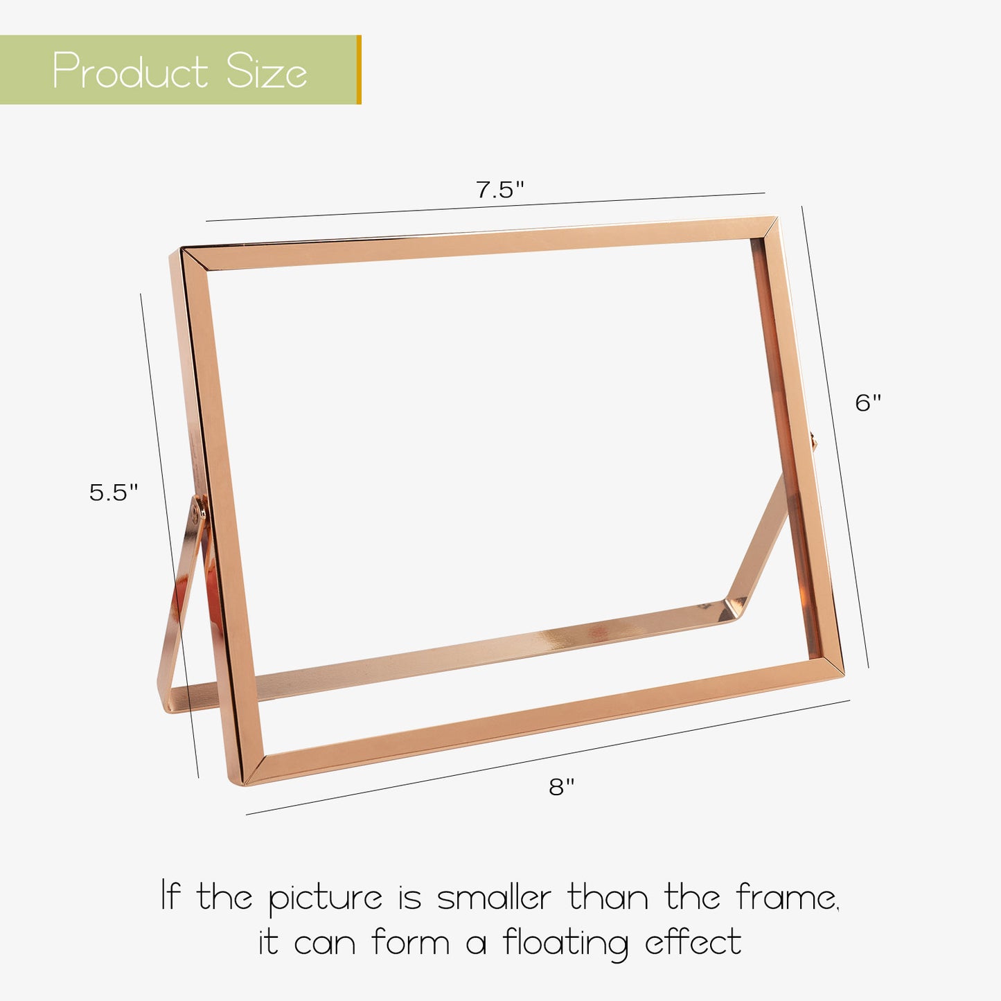 Clearance, 8x6 Floating Frame Displays Any Size Picture up to 8 by 6 Rose Gold (24 Pack)
