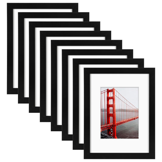 Frametory,9x12 Picture Frame with White Mat for 6x8 Photo (8 Pack)