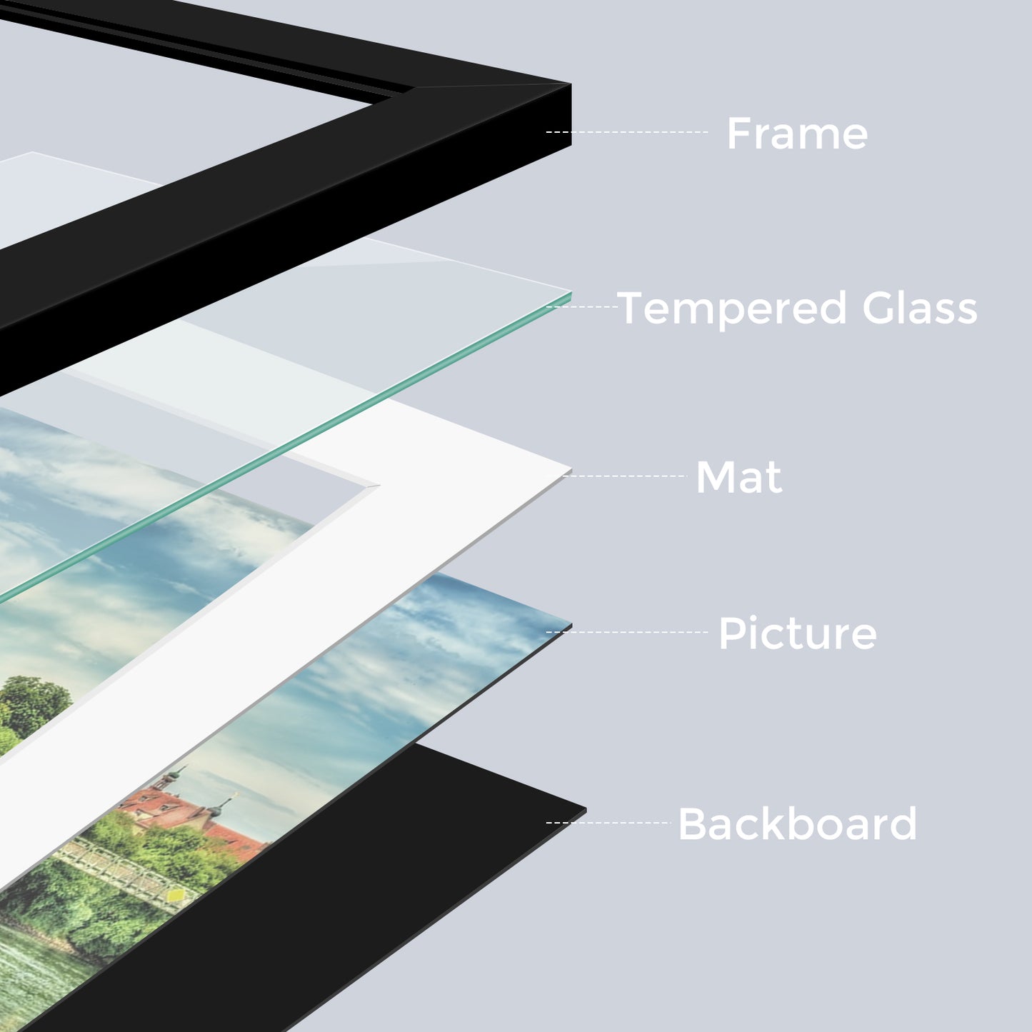 Frametory,9x12 Picture Frame with White Mat for 6x8 Photo (8 Pack)
