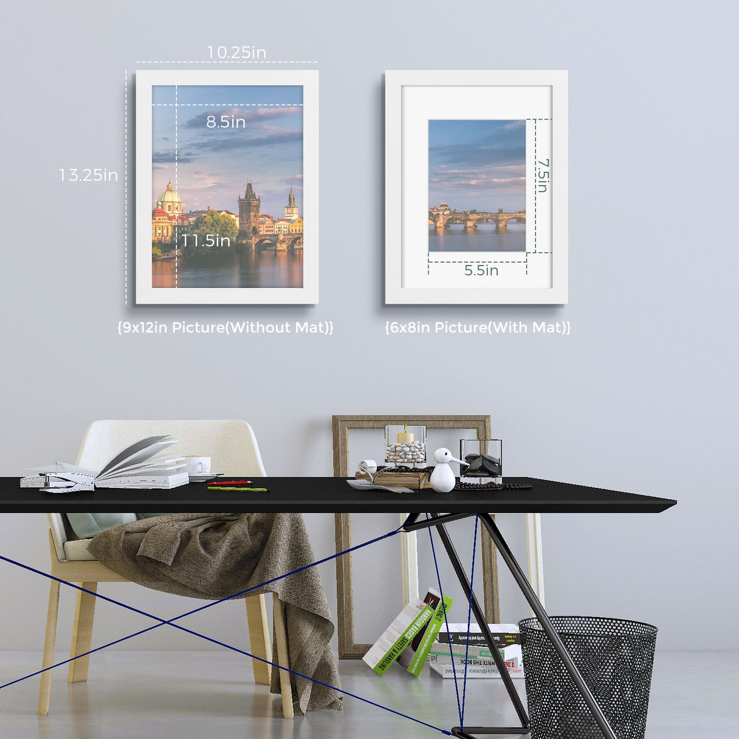 9x12 White Picture Frame for 6x8 Photo (8 Pack)