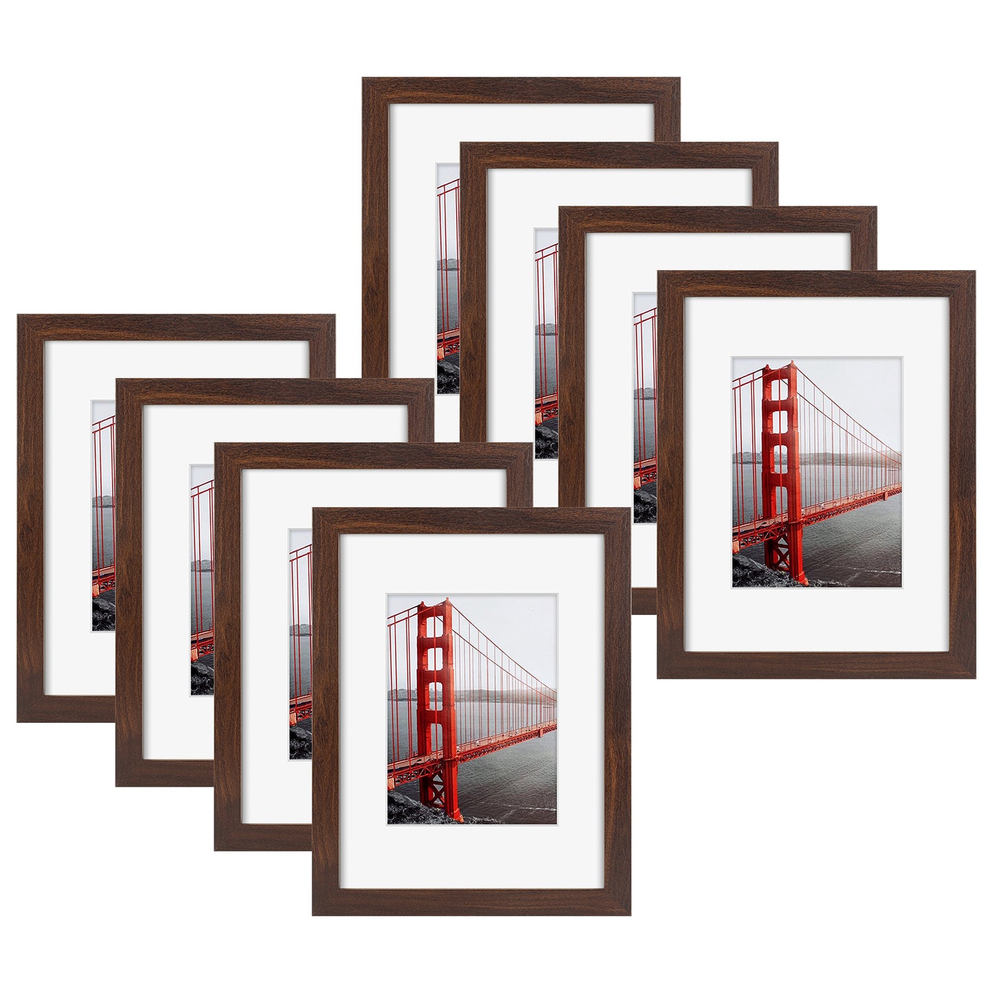 Frametory, 9x12 Picture Frame with White Mat for 6x8 Photo (8 Pack)