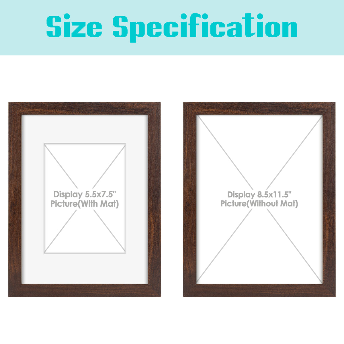Frametory, 9x12 Picture Frame with White Mat for 6x8 Photo (8 Pack)