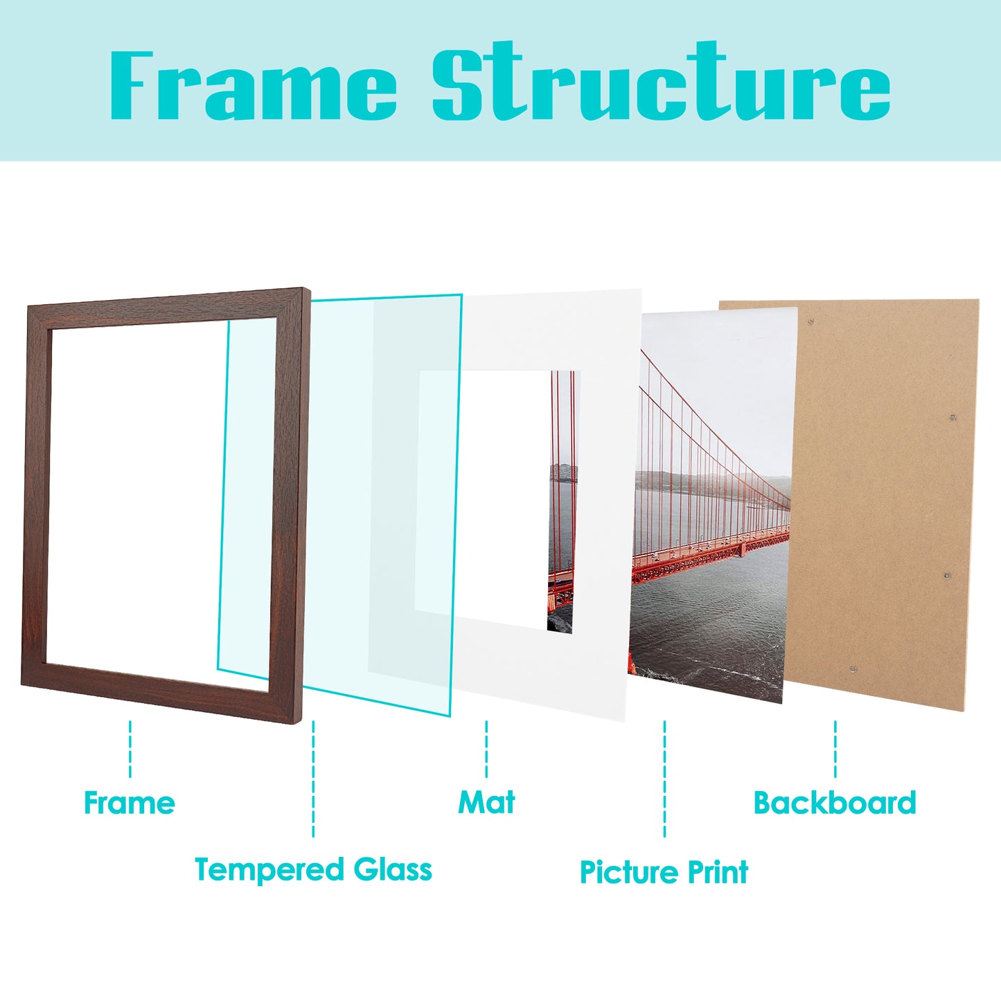 Frametory, 9x12 Picture Frame with White Mat for 6x8 Photo (8 Pack)