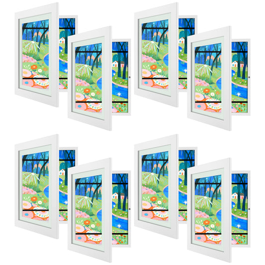 9x12 White Kids Art Frames with Real Glass (8 Pack)