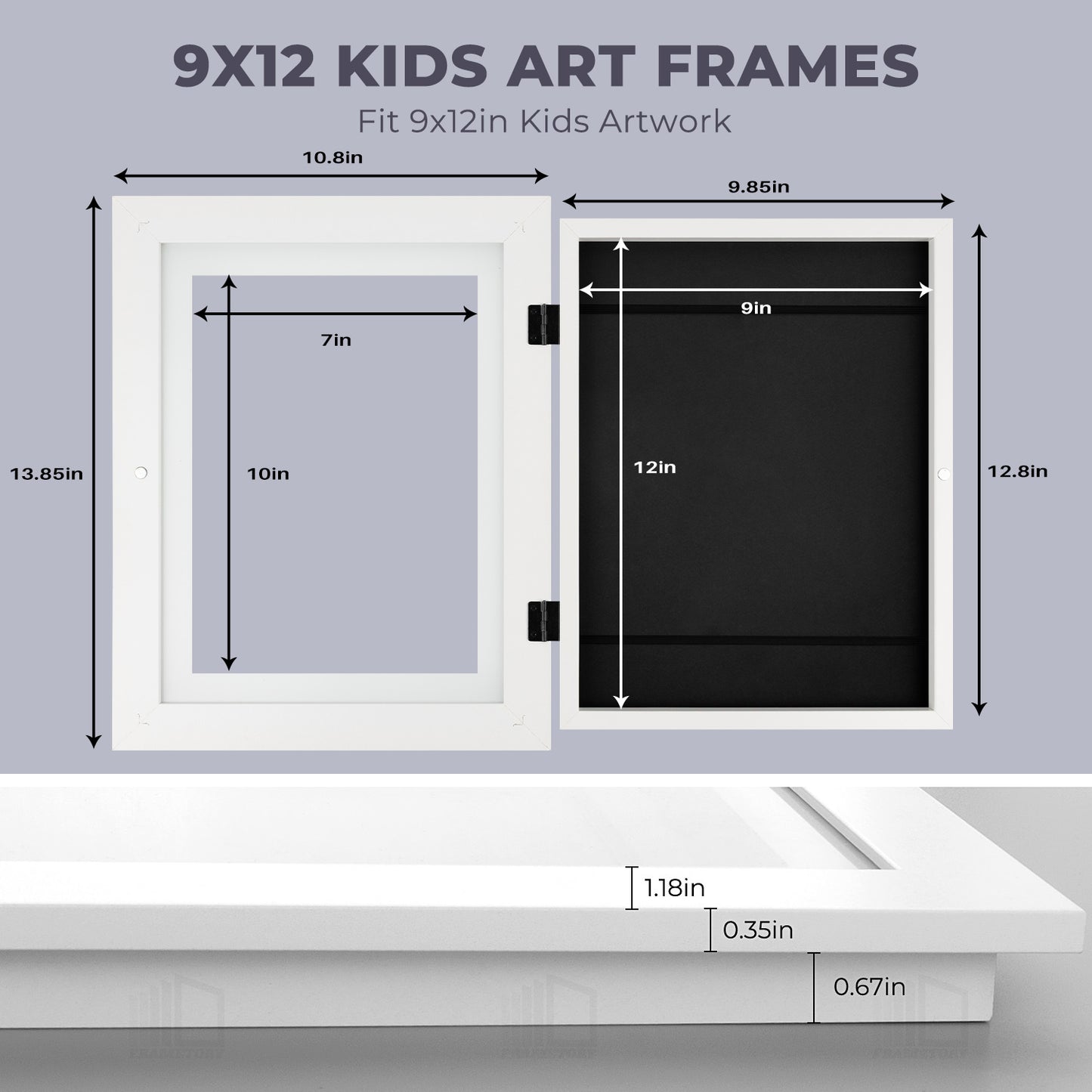 9x12 White Kids Art Frames with Real Glass (8 Pack)