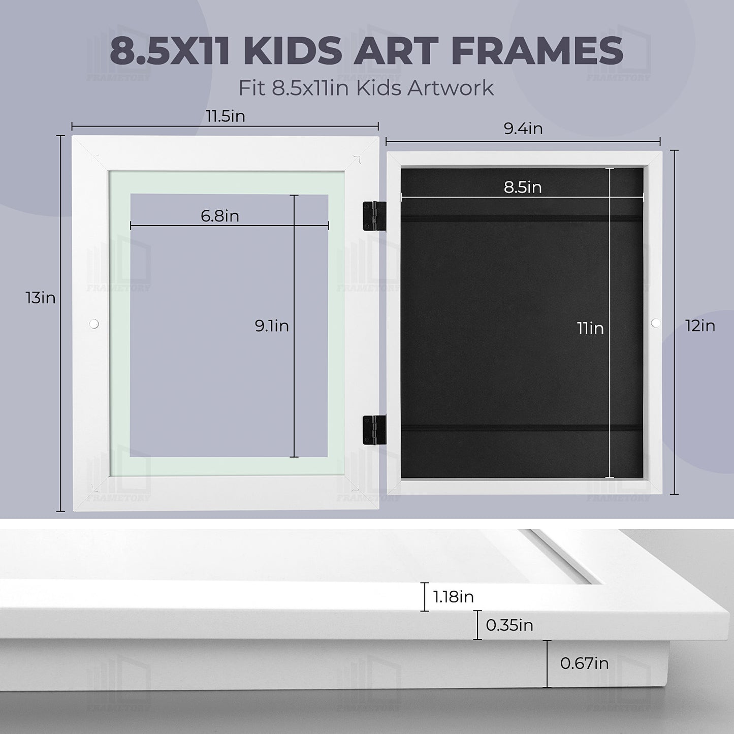 8.5x11 White Kids Art Frames with Real Glass (8 Pack)