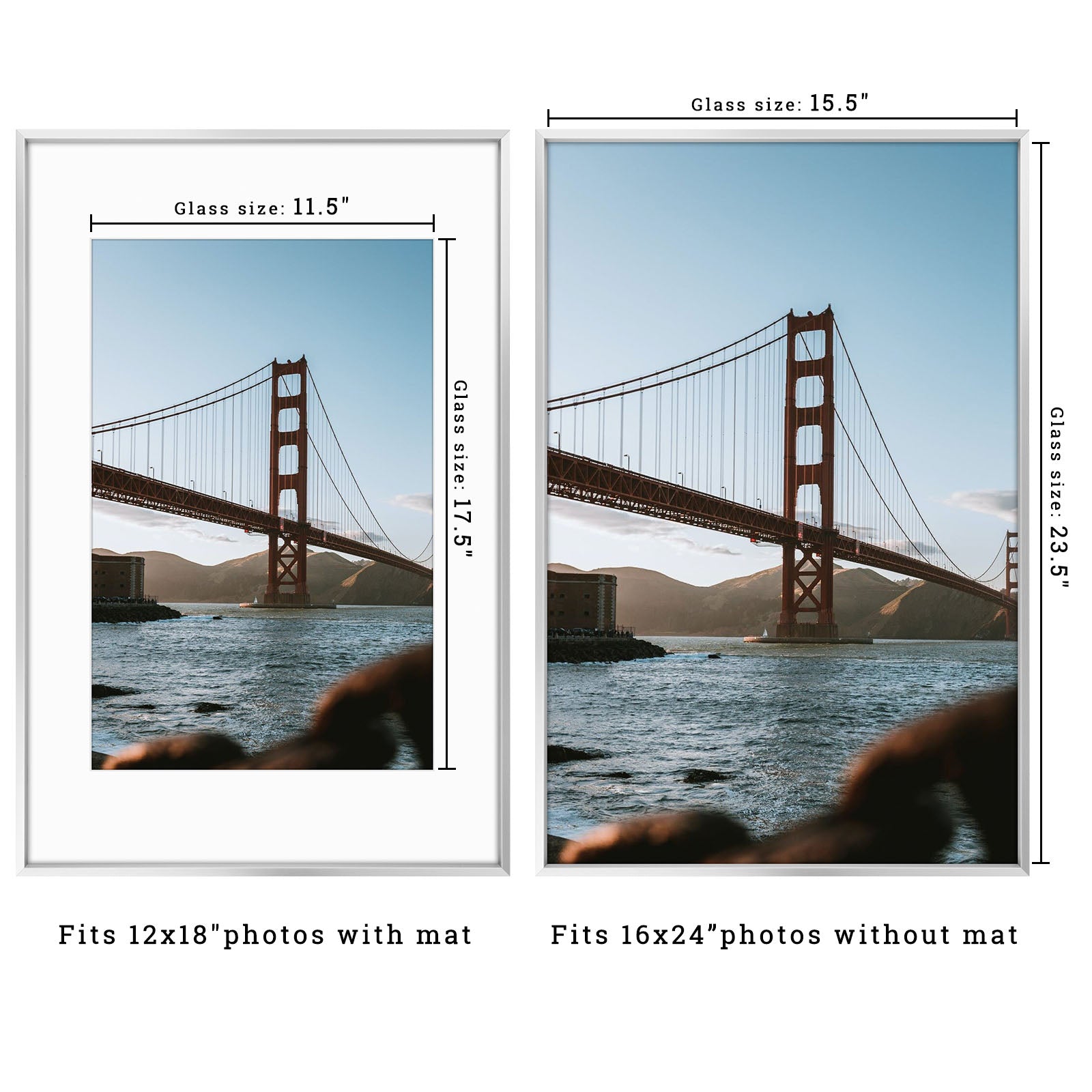 Frametory 18 x 24 アルミフレーム 16 x 20インチの写真用 アイボリーカラーマット ウォールディスプレイ - のこぎり歯ハンガー : Frametory 18 x 24 アルミフレーム 16 x 20インチの写真