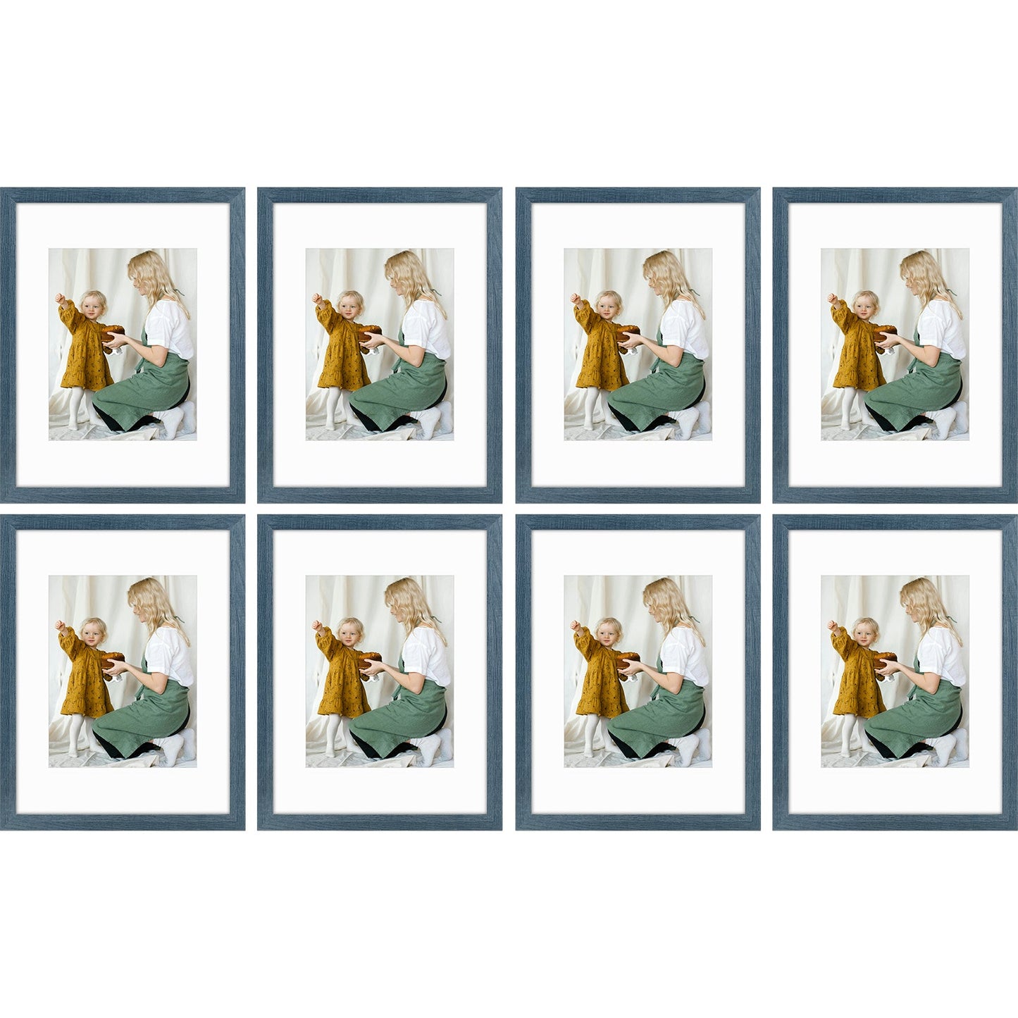 Frametory,12x16 Picture Frame for 8.5x11 Photo with White Mat and Plexiglass (8 Pack)
