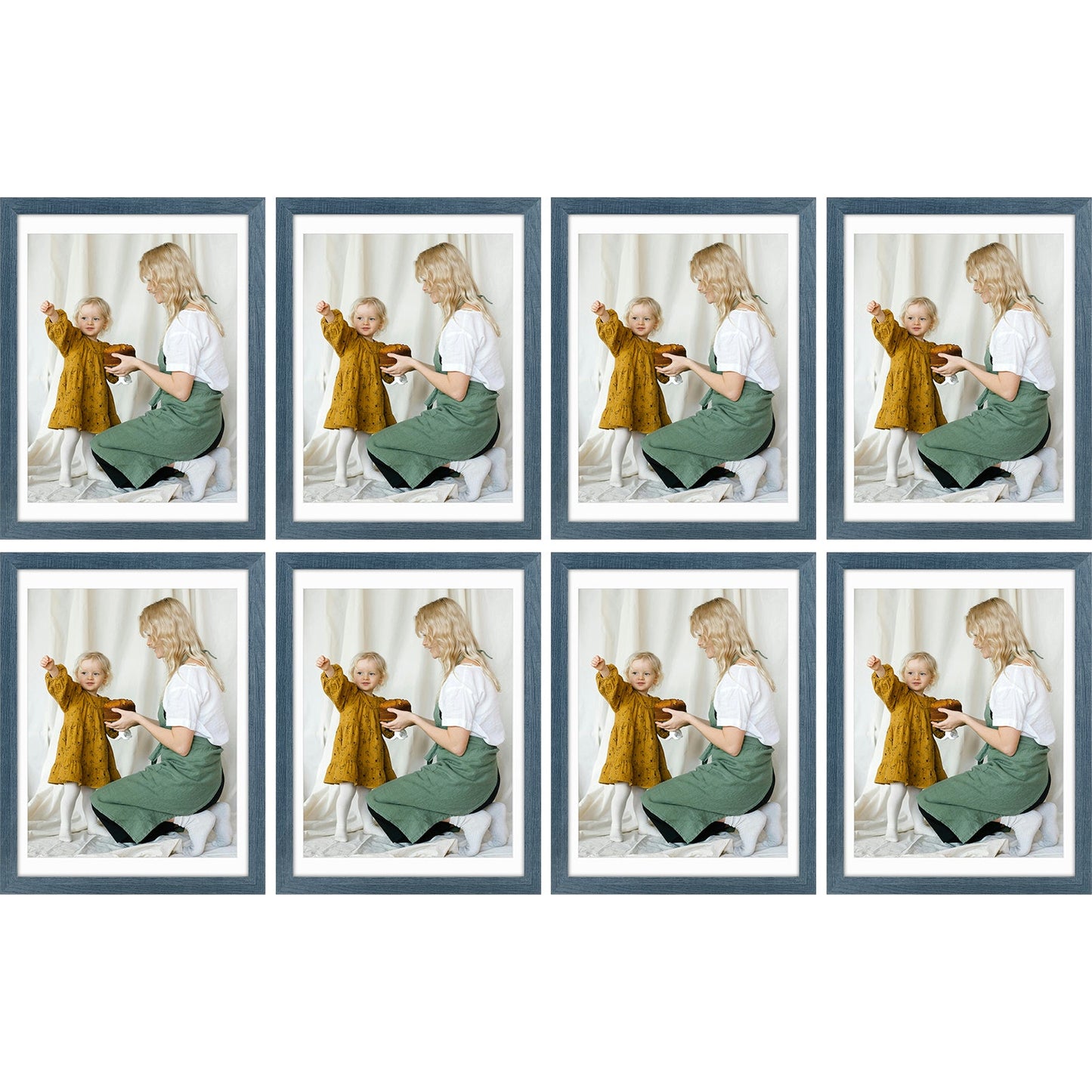 Frametory,12x16 Picture Frame for 11x14 Photo with White Mat and Plexiglass (8 Pack)