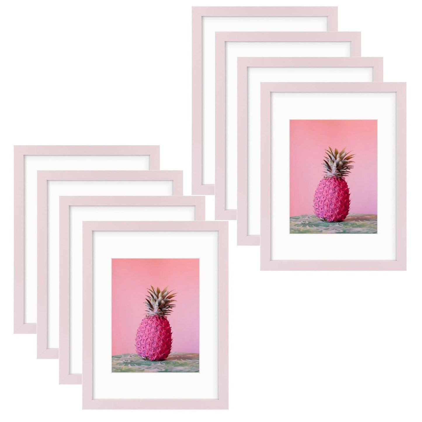 Frametory,12x16 Picture Frame for 8.5x11 Photo with White Mat and Plexiglass (8 Pack)