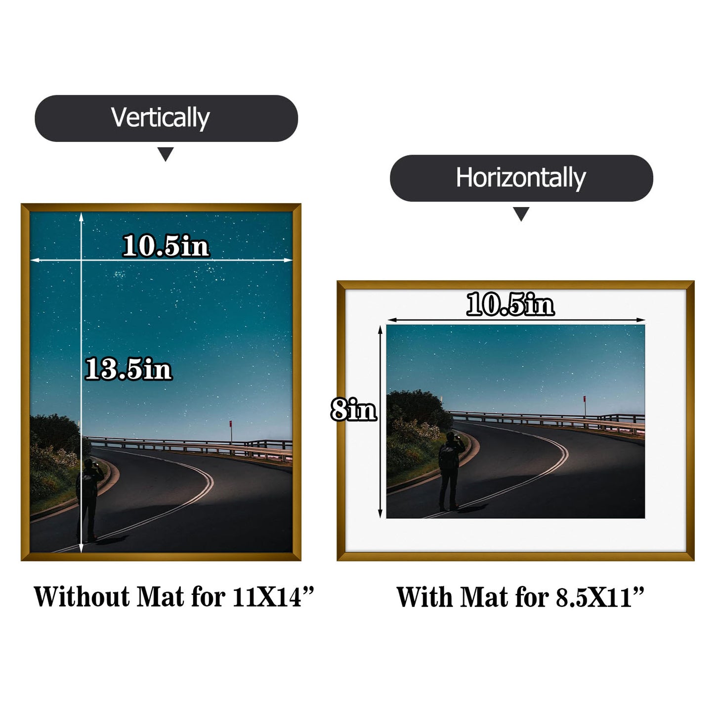 11x14 Bronze Aluminum Photo Frame For 8.5x11 Picture (6 Pack)