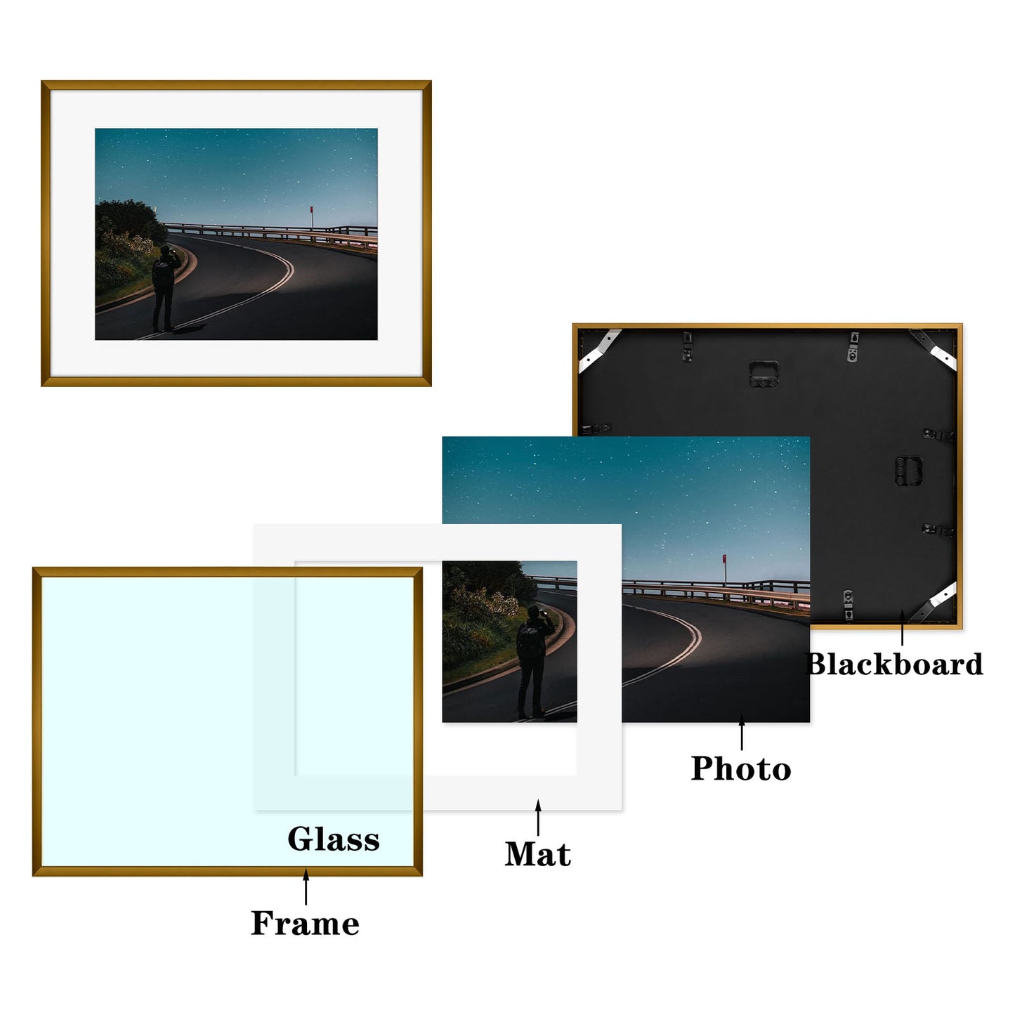 11x14 Bronze Aluminum Photo Frame For 8.5x11 Picture (6 Pack)