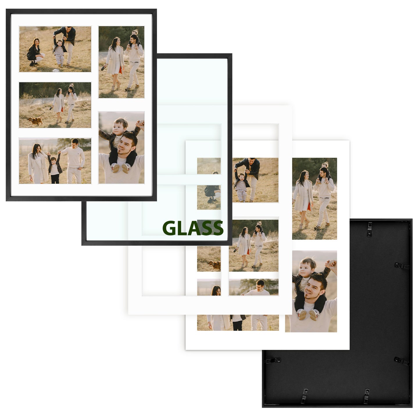 11x14 Black Collage Photo Frame Display Five 4x6 Picture (6 Pack)