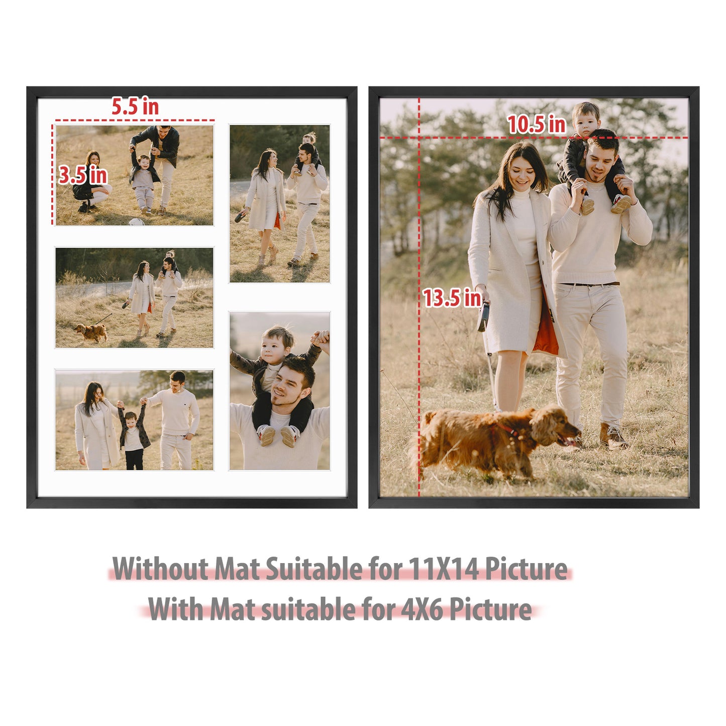 11x14 Black Collage Photo Frame Display Five 4x6 Picture (6 Pack)