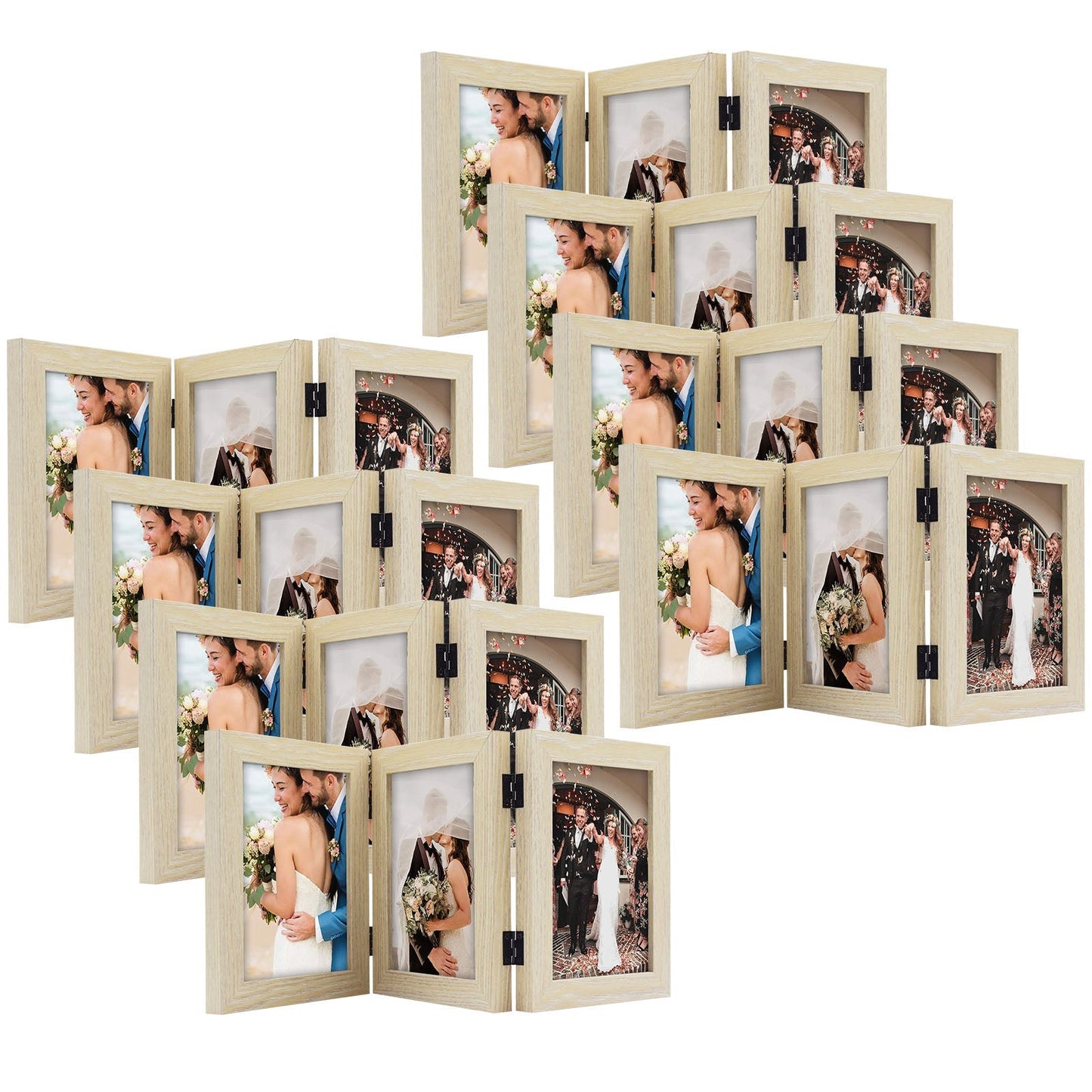 Frametory,Three Picture Frame 5x7 Triple Frame (8 Pack)