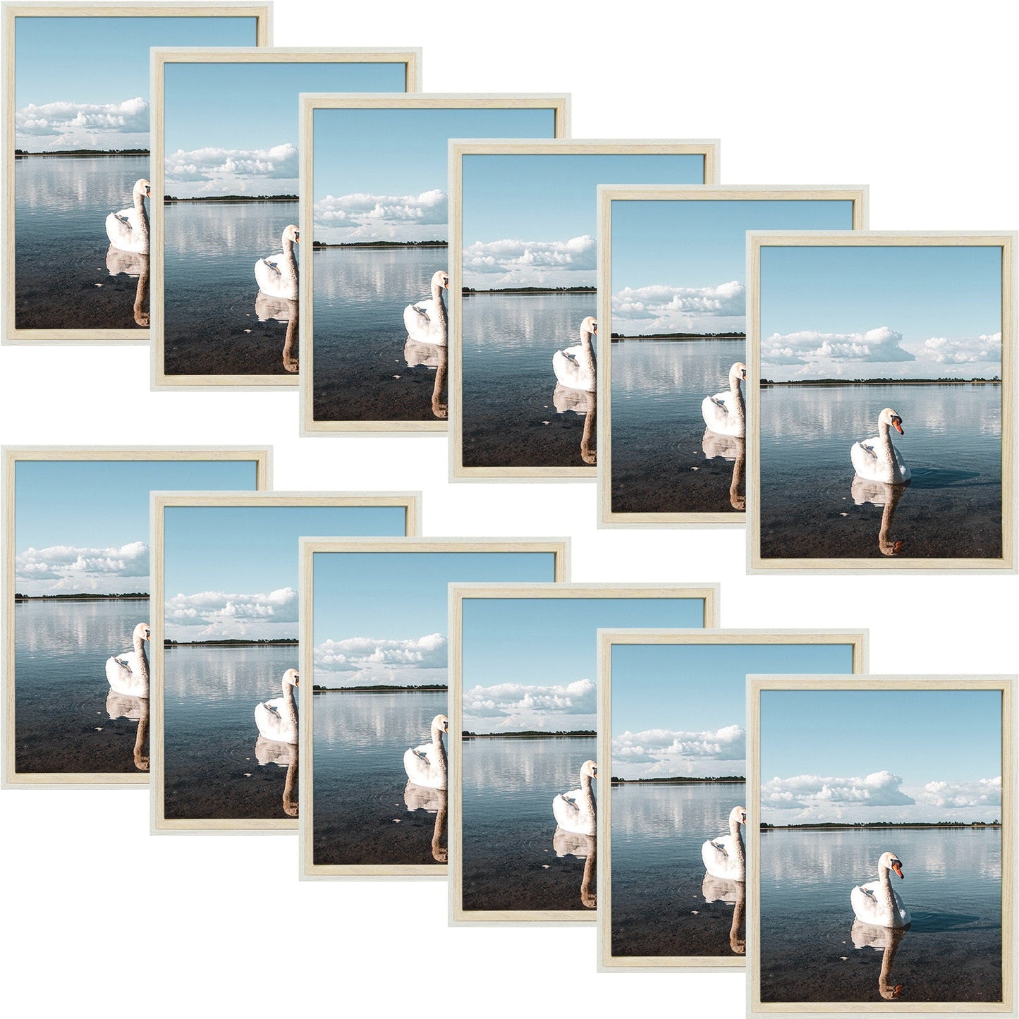 BOGO 11x14 White/Natural Picture Frame with Real Glass (12 Pack)
