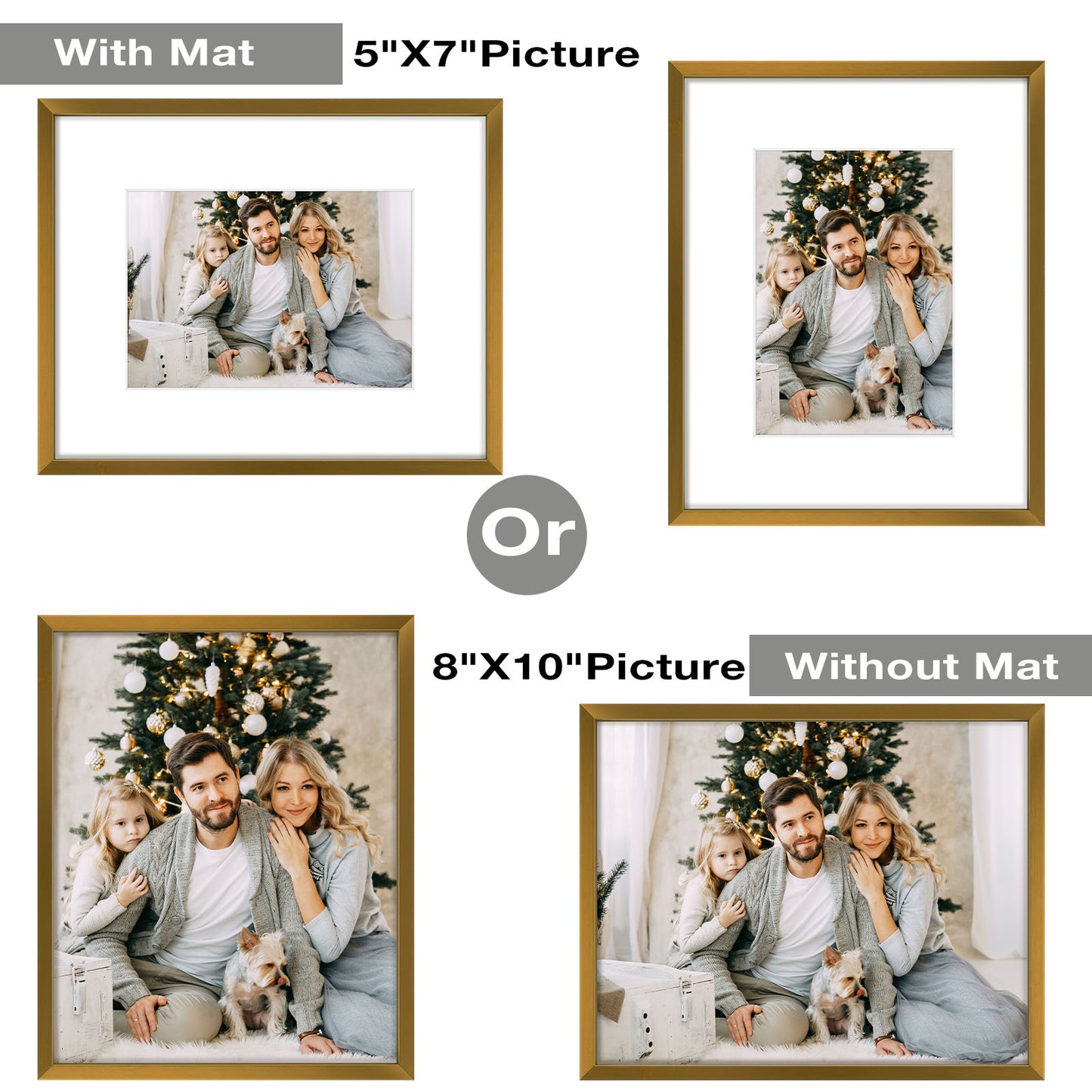 Clearance 8x10 Aluminum Picture Frame Displays 5x7 Photos with White Mat and Real Glass Bronze（12 Pack）
