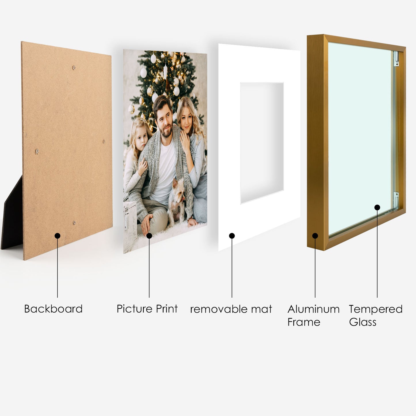 Clearance 8x10 Aluminum Picture Frame Displays 5x7 Photos with White Mat and Real Glass Bronze（12 Pack）