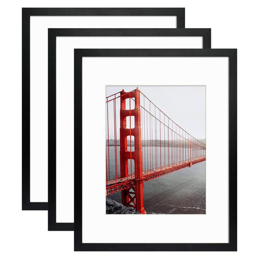 16x20 Black MDF Picture Frame for 11x14 Photo with White Mat