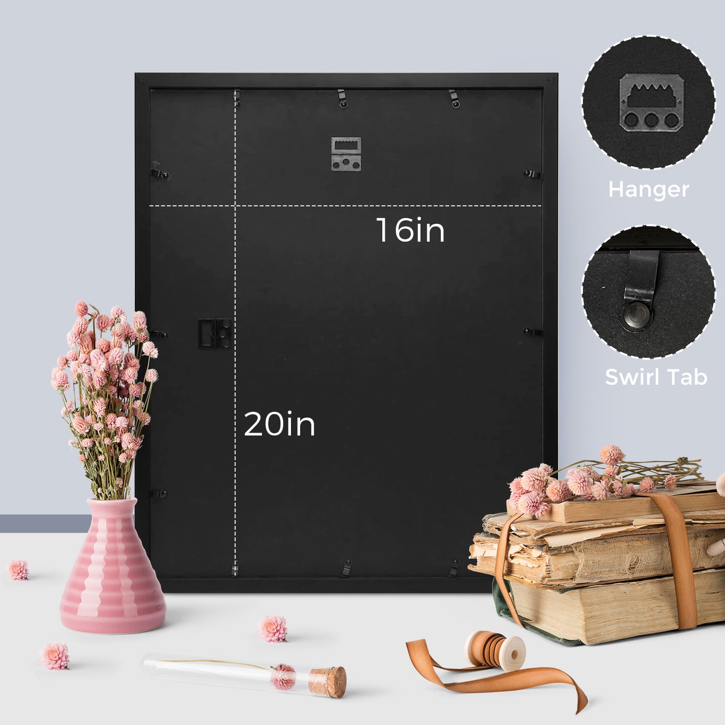 16x20 Black MDF Picture Frame for 11x14 Photo with White Mat