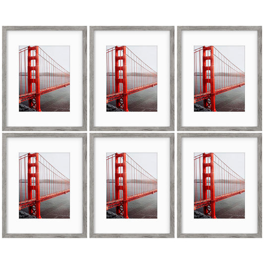 Frametory,16x20 Picture Frame for 11x14 Photo with White Mat and Real Glass (6 Pack)