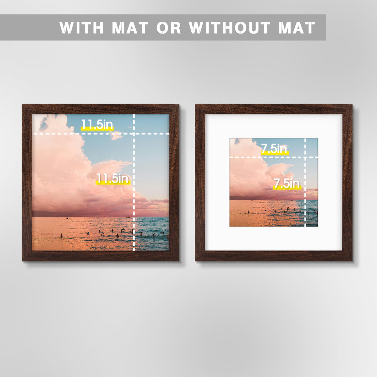 Frametory, 12x12 Picture Frame with White Mat for 8x8 Photo (9 Pack)