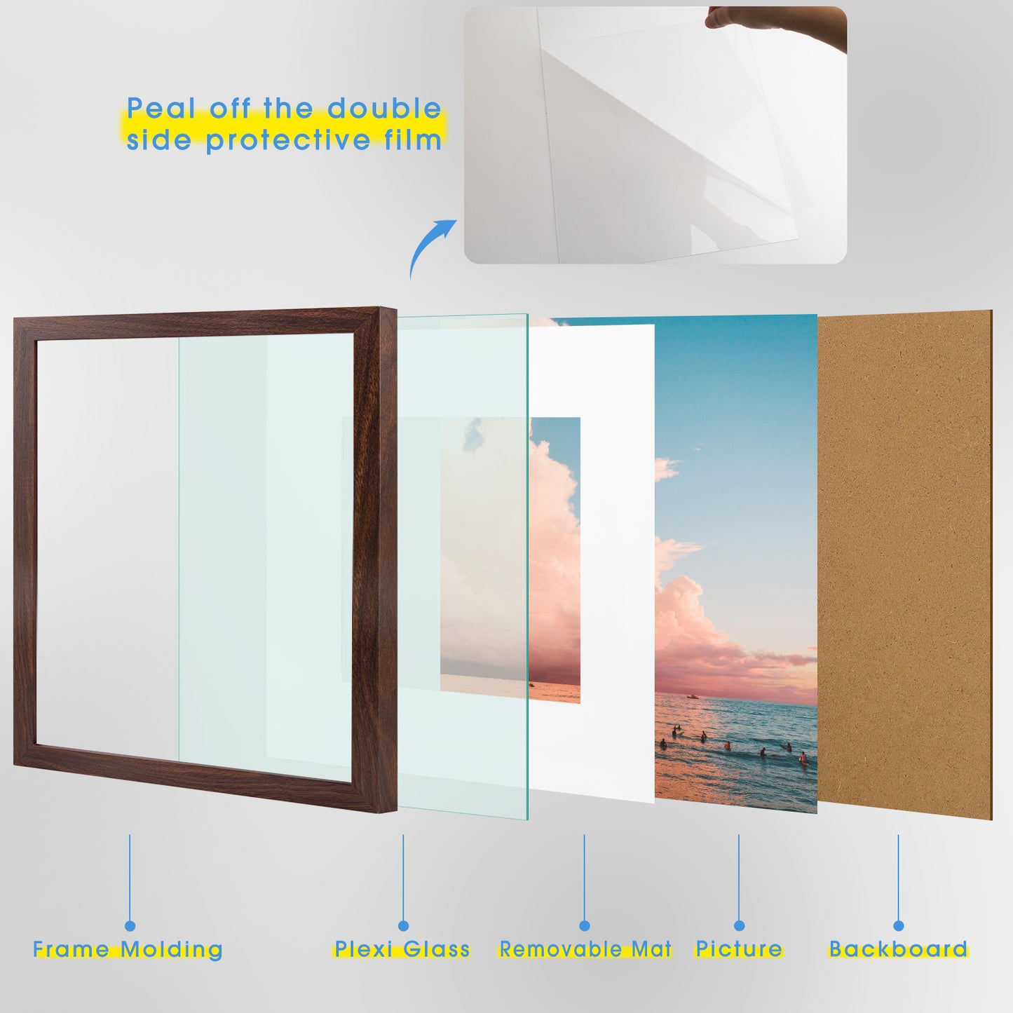 Frametory, 12x12 Picture Frame with White Mat for 8x8 Photo (9 Pack)
