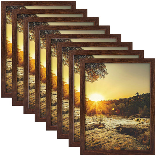 Frametory,12x16 Picture Frame for 8.5x11 Photo with White Mat and Plexiglass (8 Pack)