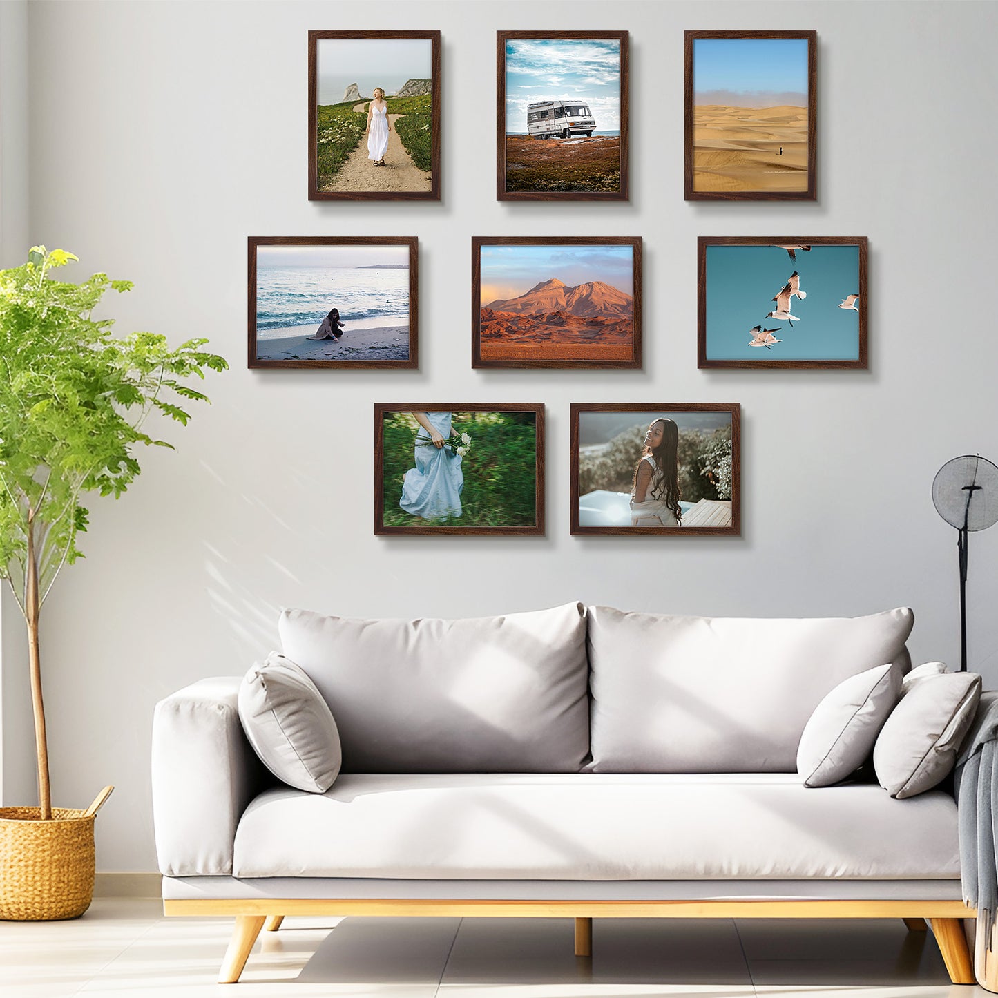 Frametory,12x16 Picture Frame for 8.5x11 Photo with White Mat and Plexiglass (8 Pack)